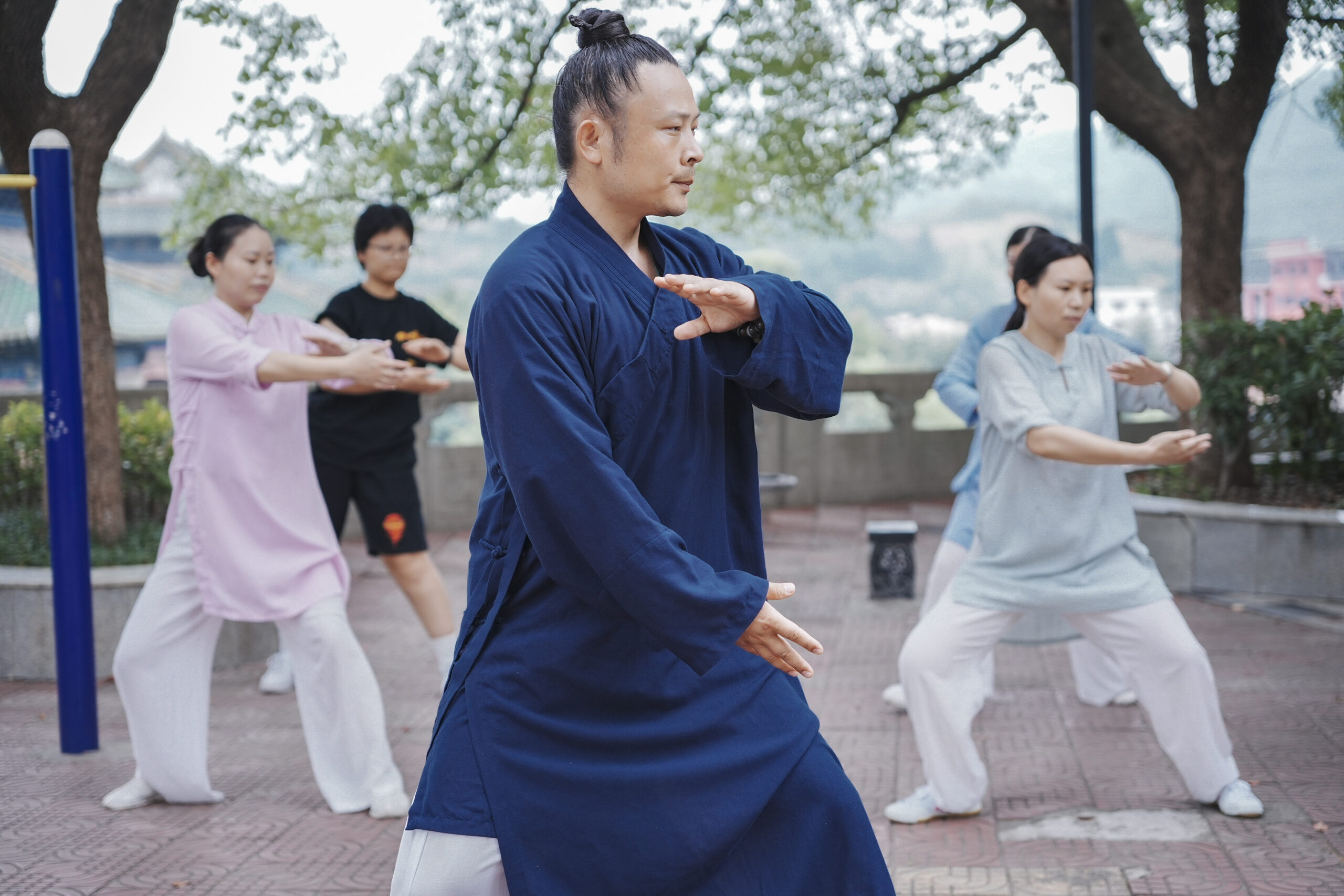 Panoramic view of Wudang Shan's sacred mountains and Taoist landscape